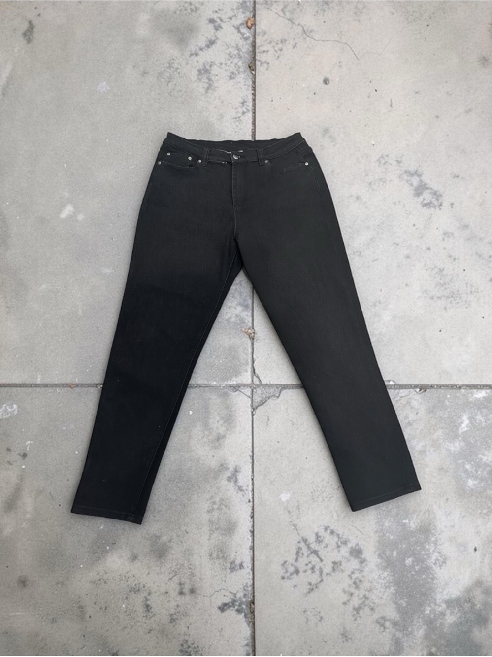 Diane Gilman DG2 Black Stretch Jeans Size 12 Classic Slim Straight Leg Denim